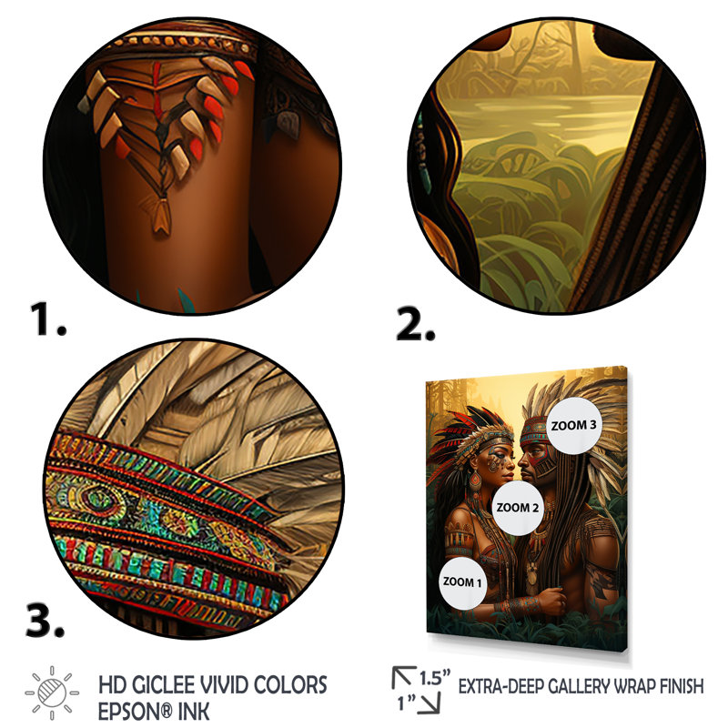 «Native Couple Celebrating Divine Love» sur toile, Cadre simple argenté, H 20 po x l 12 po x P 1 po