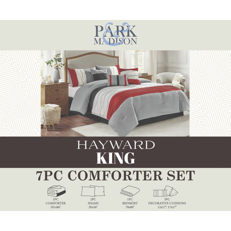 Hayward Polyester Striped Comforter, King Comforter + 6 Additional Pieces