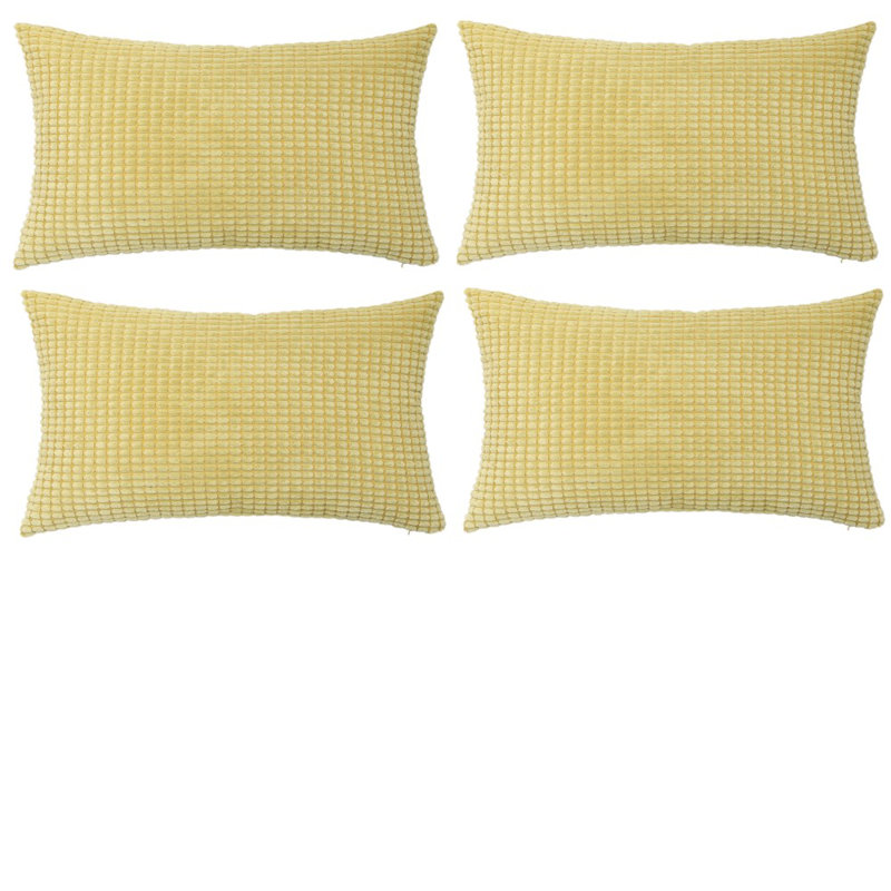 Houndstooth Cotton Blend Throw Pillow, Yellow