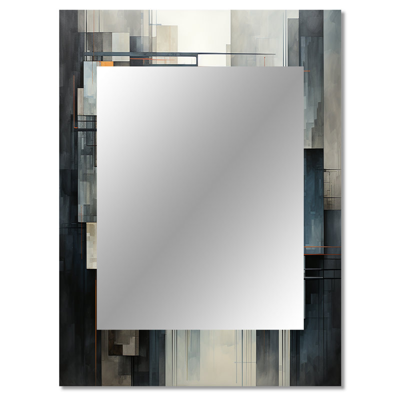 Hardedge Art Urban Geometry I - Hard Edge Painting Decorative Mirror, Modern Wall Mirror, Printed Metal Art, 40" x 30"