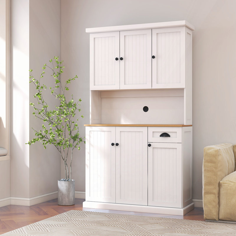 71" Kitchen Pantry Storage Cabinet, White