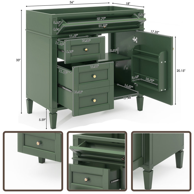 36'' Single Bathroom Vanity Base Only