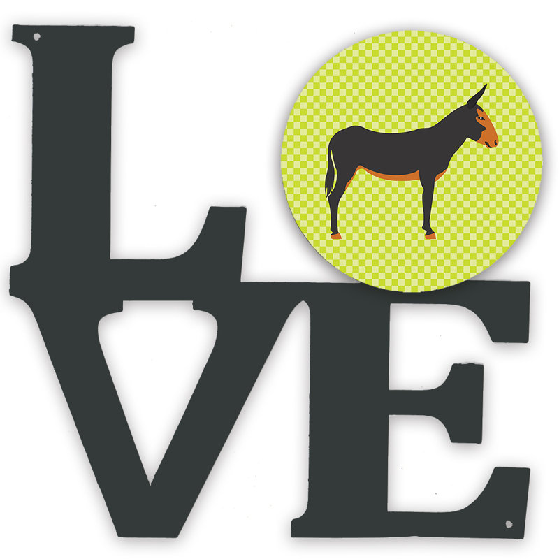 Décoration murale en métal love donkey catalan, Vert