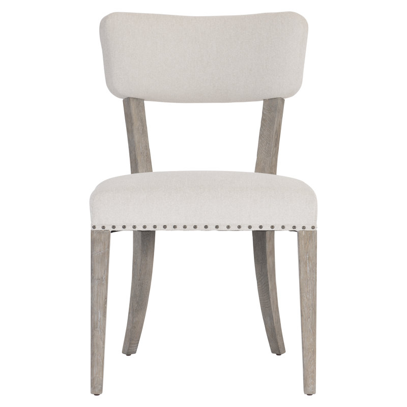 Transitional Albion Upholstered Side Chair in Beige and White