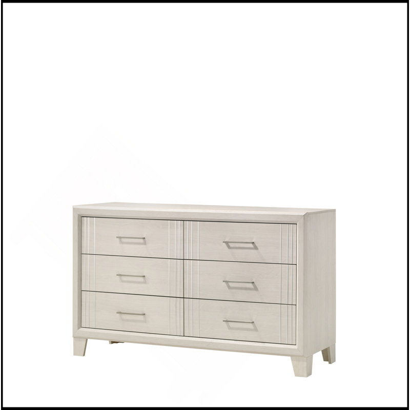Meuble en bois 1 pièce à 6 tiroirs avec commode latérale contemporaine blanc / beige