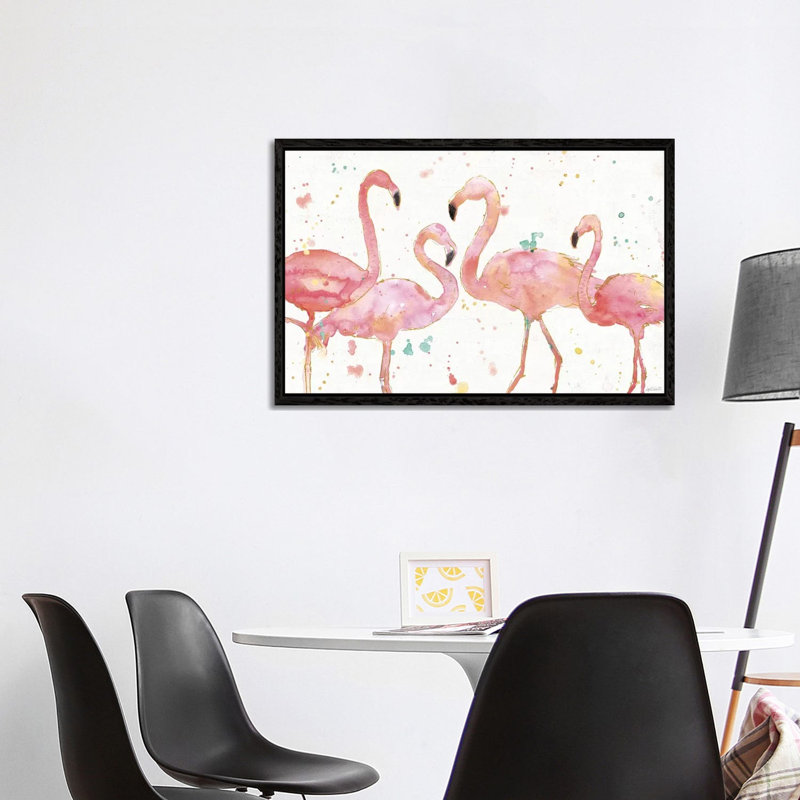Flamingo Fever I by Anne Tavoletti - Print on Plastic / Acrylic, Black Floater Framed, 101.6 cm H x 66.04 cm W