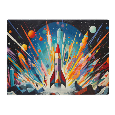 Rocket Orphism  Glass Chopping Board