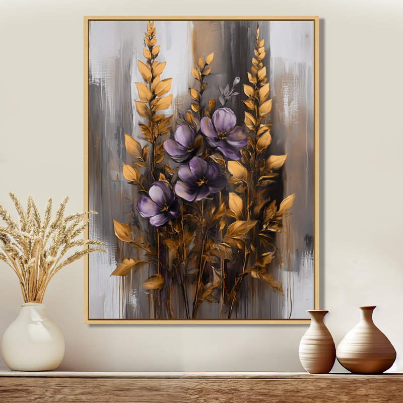 «Monchelle Golden Lavender and Poppies Balance Blossom», art mural plantes, H 32 po x l 24 po, Crème, crème