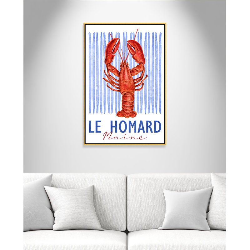 «Le Homard Print» par Kimberly Allen, 25.5' W x 37.5' H, Flotteur doré