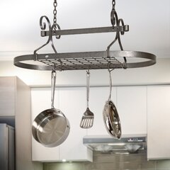 Wrought Iron Rectangle Hanging Pot Rack with 3 down lights 601-23