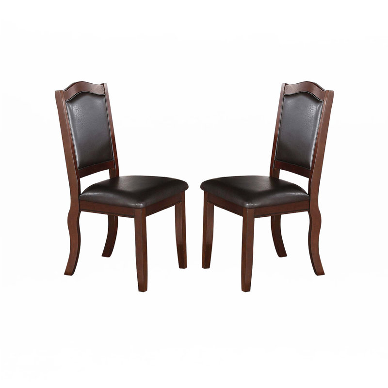 Chaises de salle à manger rembourrées en similicuir, brun (ensemble de 2)