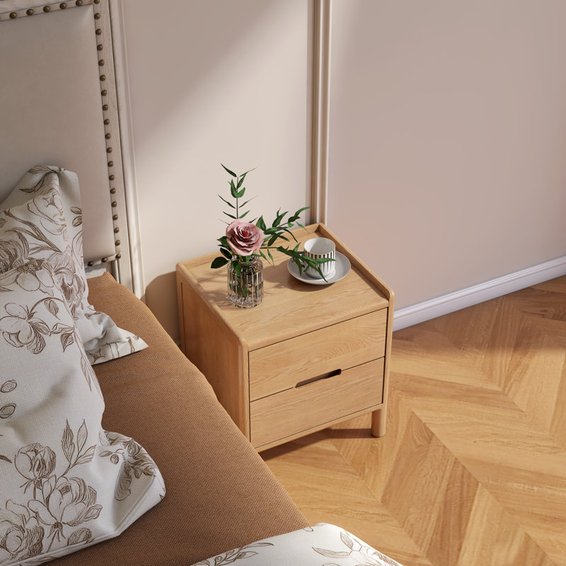 Solid Oak Nightstand-Single, Natural Oak, Single