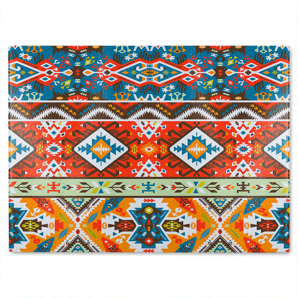 Pattern In Tribal Style Glass Chopping Board