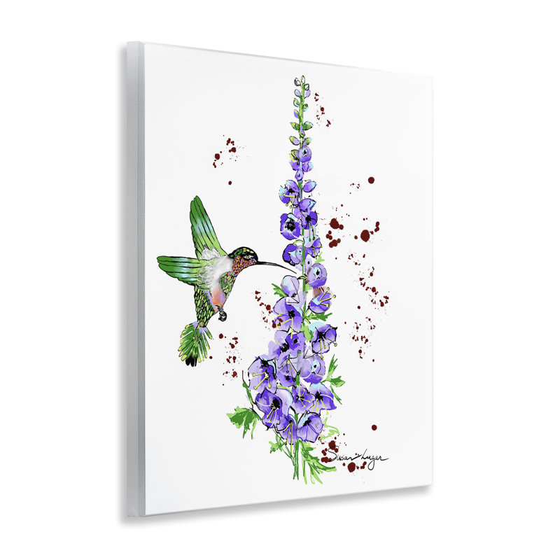 Plaque murale Delphiniums et colibri, design par Susan Lugar