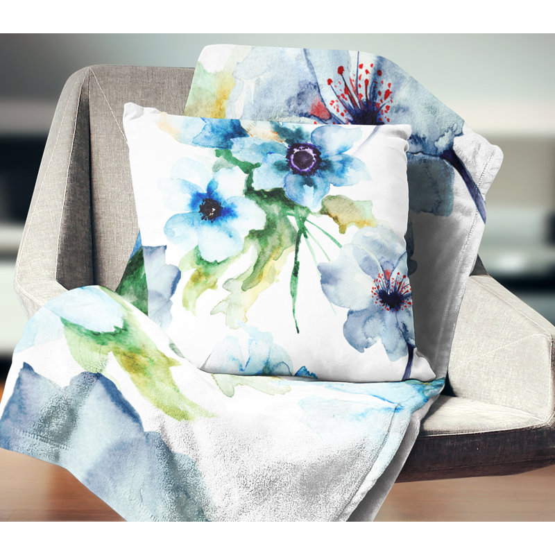 Coussin floral à fleurs en douceur d’été, 18 po x 18 po, Coussin décoratif