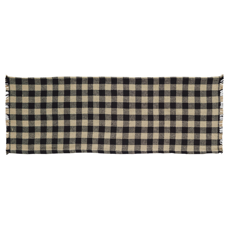 Aaliyah Plaid 100% Cotton Burlap Check Table Runner, 48" W x 13" D
