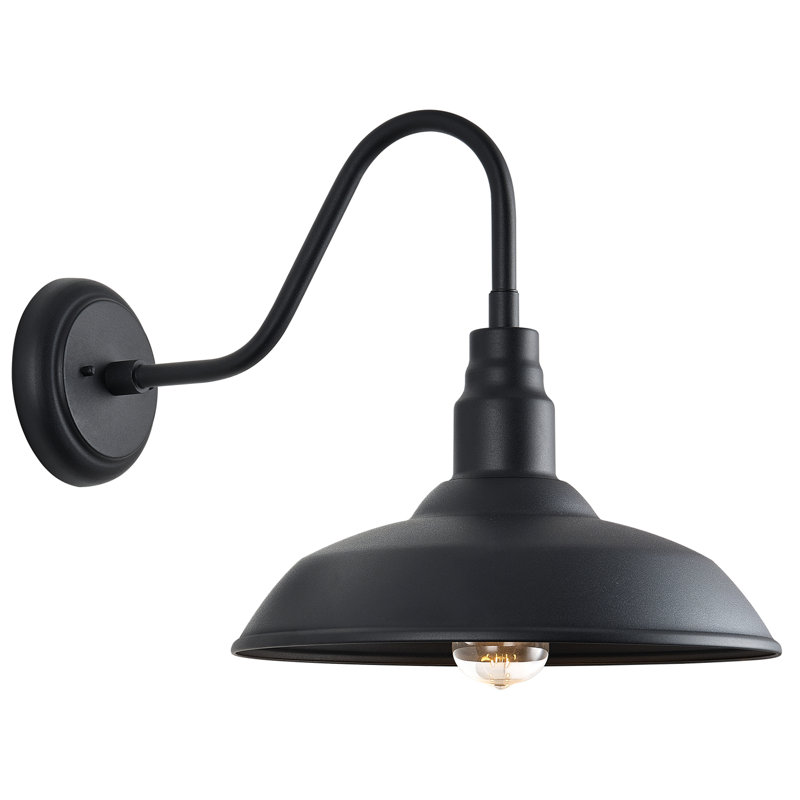 Outdoor Gooseneck Lights for Farmhouse, Matte Black Exterior Barn Light with Wall Mount for Porch, 10" H x 10" W x 15" D