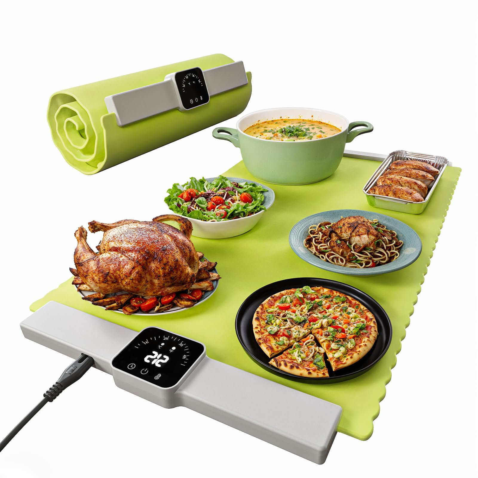 Electric Food Warming Mat – Foldable Buffet Heater Tray With 5 Temp Settings & Timer, Versatile For Home & Parties - View #5