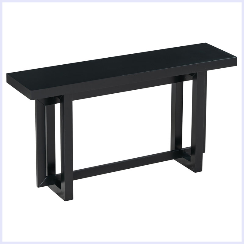 Console moderne avec plateau en bois, Noir, noir, noir, noir, Noir, noir, noir, noir