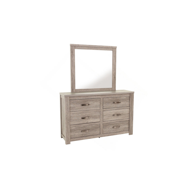 Mobilier de chambre à coucher à 6 tiroirs avec poignées en métal style rustique 1 pièce