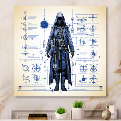 "Vintage Wizards Blueprint I - Witches", art mural en métal