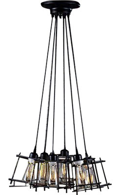 Luminaire suspendu géométrique 6 lumières grappe Amey