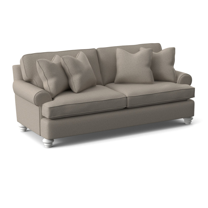 Lowell 86'' Upholstered Sofa, Beige Performance Fabric; 0851-73, Frost White Finish