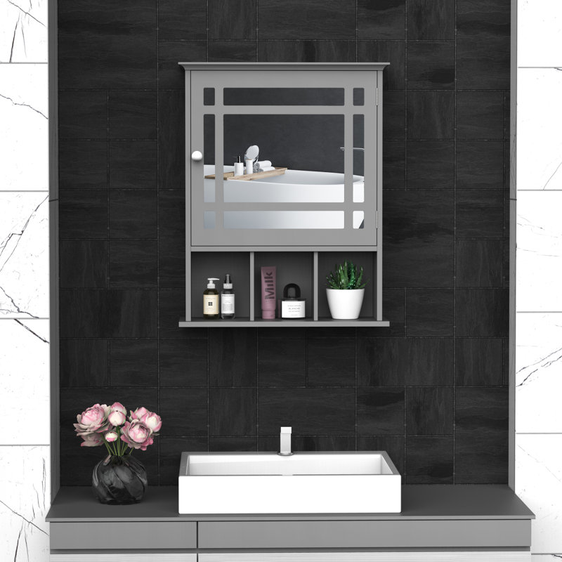 Raf 19'' W 23.5'' H Surface Framed Medicine Cabinet Mirror 3 Fixed
