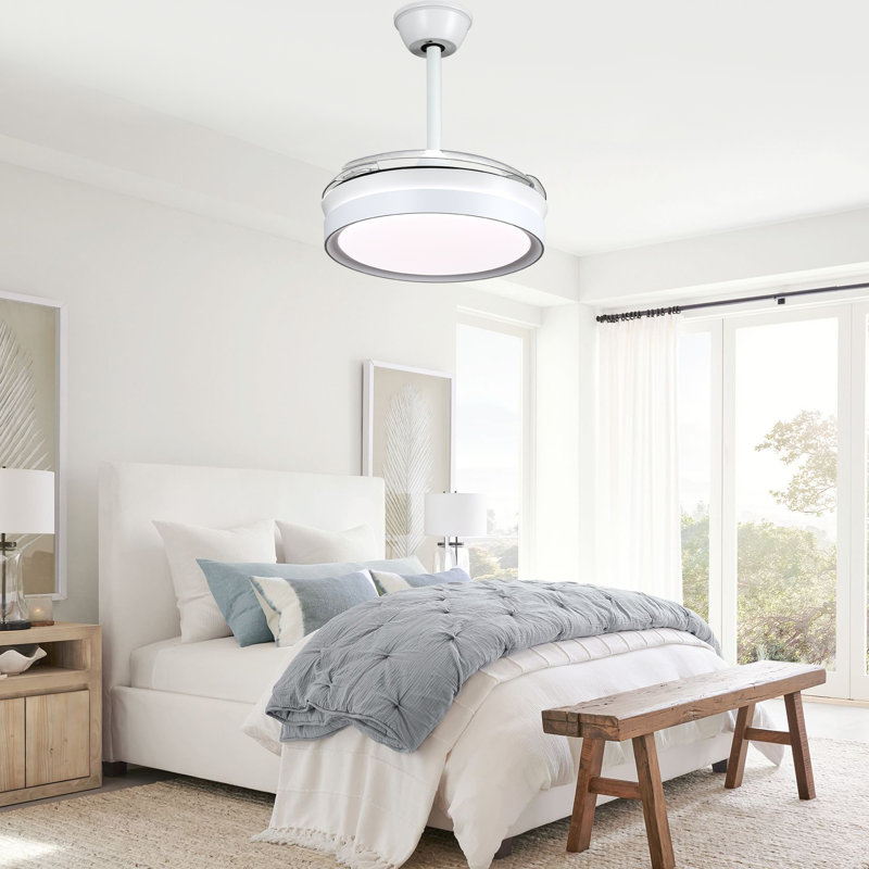 Ventilateur de plafond 3 pales 36 "avec lumières et télécommande, Blanc