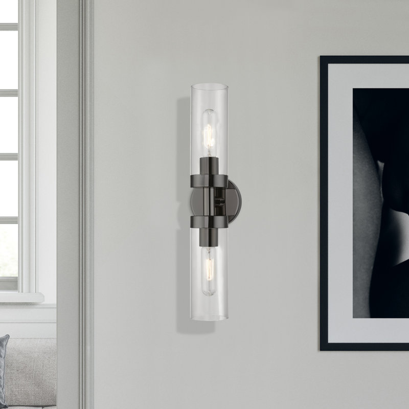 Devia 2-Light Dimmable Wall Sconce, Black Chrome