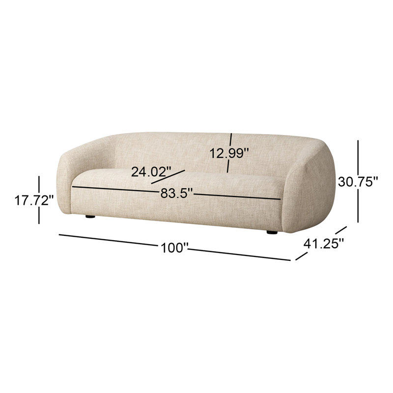 Channing Sofa, Yuma Cream 96% Polyester/4% Acrylic
