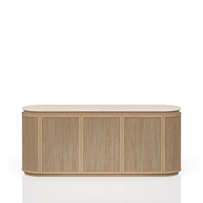 Mojo Travertine Stone Sideboard with Rope Accents & Power Access