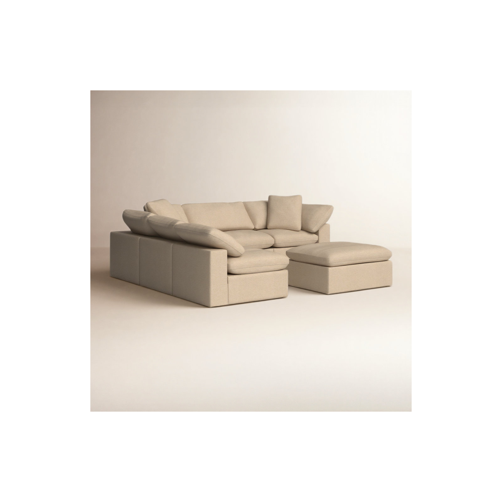 Calana Cloud Modular Sectional, Almond, 6 Piece