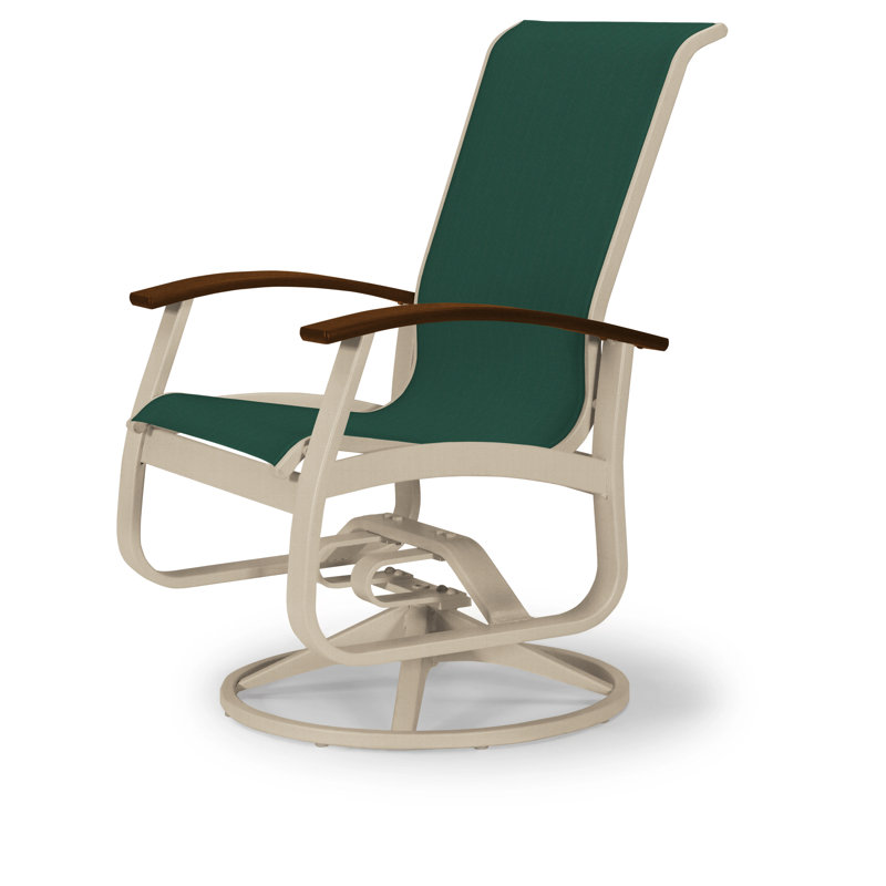 Belle Isle Outdoor Dining Armchair, Forest Forest Green 22D Sunbrella®, Gloss White, Kona P10