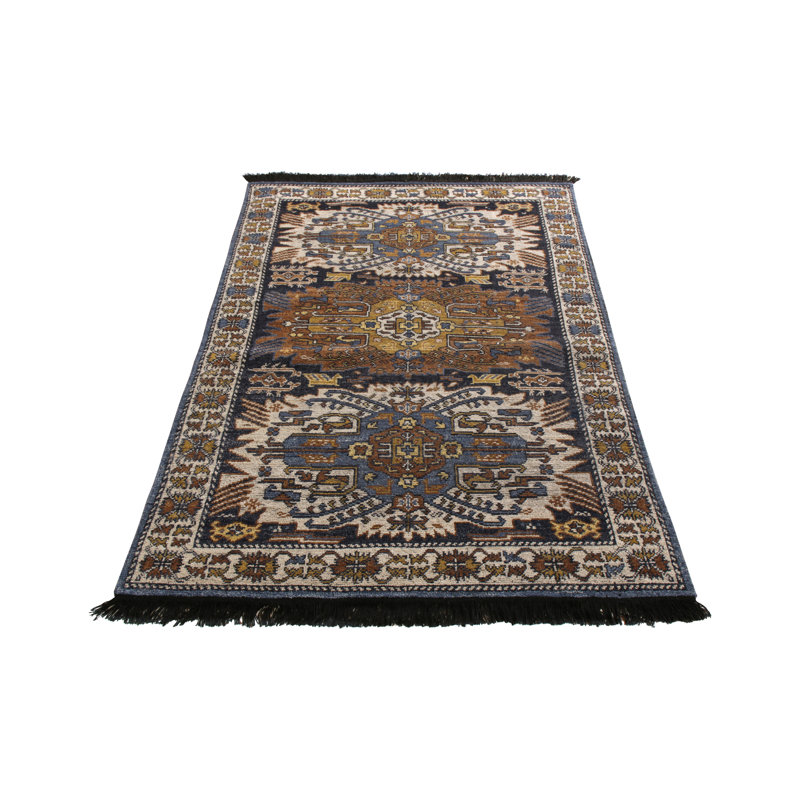Rug & Kilim’S Tribal Rug In Beige-Brown And Blue Geometric Pattern, Rectangle 10' x 14'