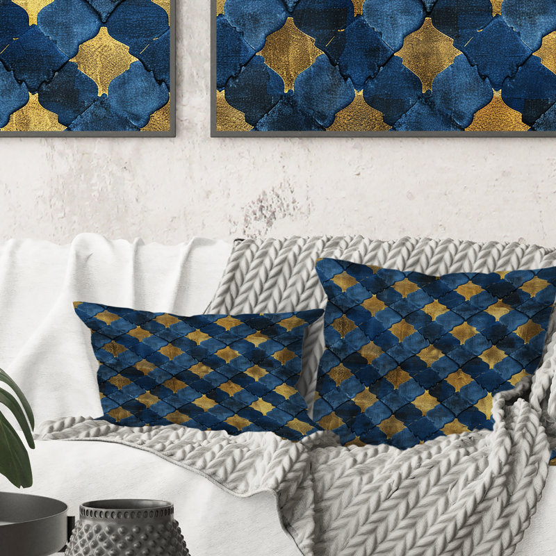 Coussin bleu marine Glam Houndstooth - Glam, H 18 po x H 18 po
