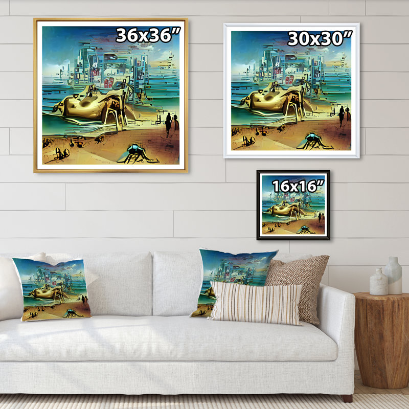 Jeu vidéo Infinite Cyberpunk Beaches II - Toile industrielle, H 30 po x l 30 po x P 1 po, Cadre flottant blanc