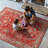 GLN Rugs Vintage Collection - Machine Washable Area Rug, Vintage Washable Rug, Non Slip Area Rug, Low Pile Living Room Rug, Bedroom Rug, Bathroom Rug - Easy Clean (Red and Beige Rug)-1433660540