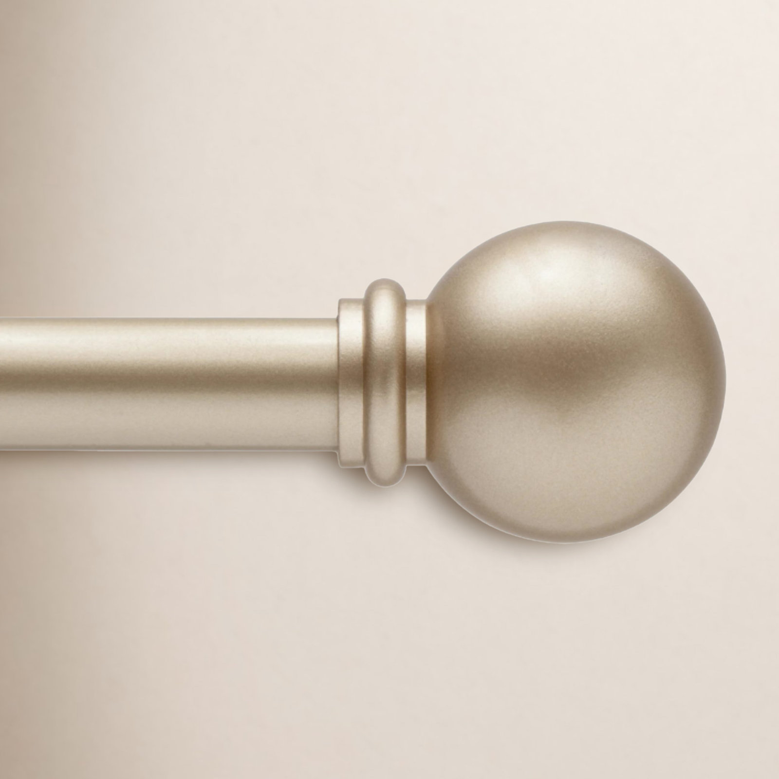Camptown Ball End Single Curtain Rod, 48" - 86" , Soft Brass