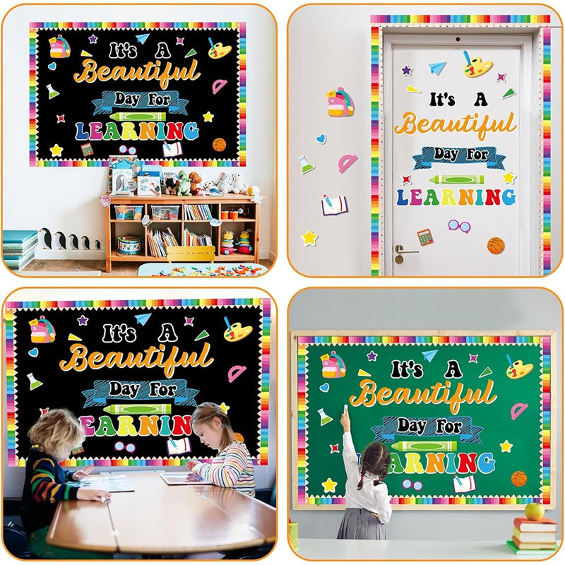 Ensemble de décorations pour babillard en classe - Bienvenue à l'école «c'est une belle journée pour apprendre»