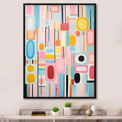«Pink Mid Century Playful Patterns V», reproduction sur toile abstraite