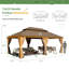 Pavillon de jardin 12 pi x 22 pi, pergola à cadre en aluminium à finition en bois avec double toit rigide en acier galvanisé, pavillon extérieur permanent en métal avec rideaux et filet pour patio, cour et terrasse
