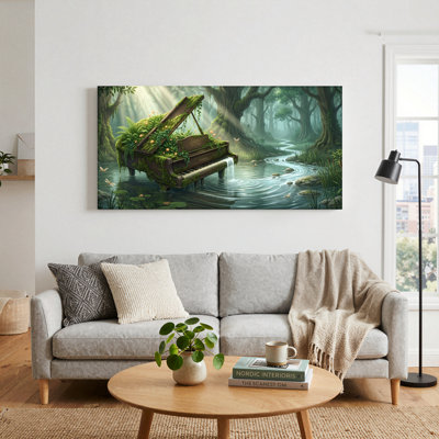 Ensemble de 1 tableau sur toile « Piano en forêt »