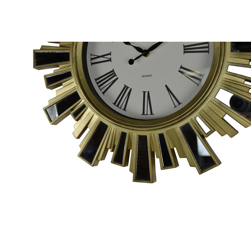 Horloge murale transparente en verre transparent et en plastique robuste, H 19,5 po x l 19,5 po x P 3 po, Doré
