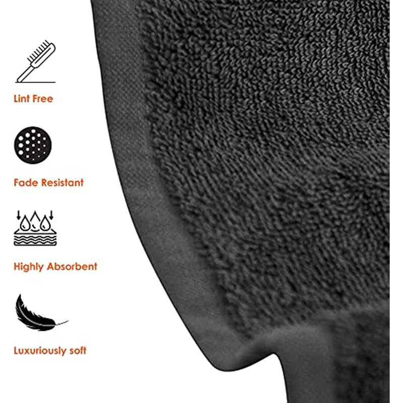 Hotel & Spa 100% Cotton Bath Towels (Set of 6), Black