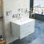 Meuble-lavabo mural blanc brillant 30 po avec lavabo combiné, double tiroir, lavabo en céramique, longue poignée en métal, installation facile