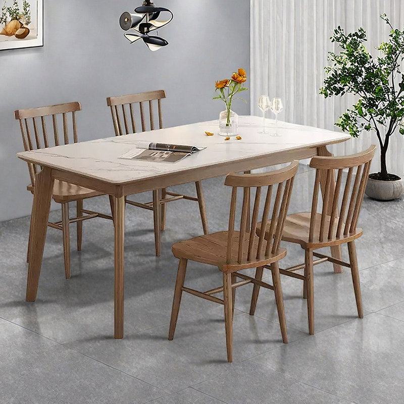Table de salle à manger rectangulaire en bois de frêne de style nordique, H 29,53 po x L 59,06 po x l 31,5 po 