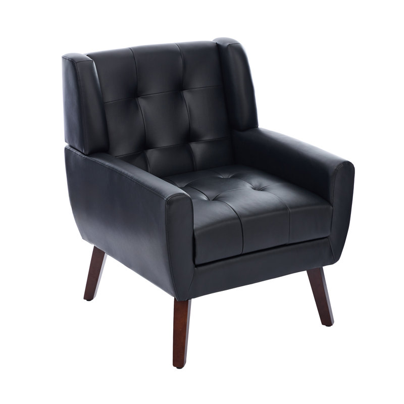 Jaqueze 73.7Cm Wide Tufted Armchair, Black Faux Leather