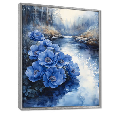 Bleuet sur fond bleu - Pivoines