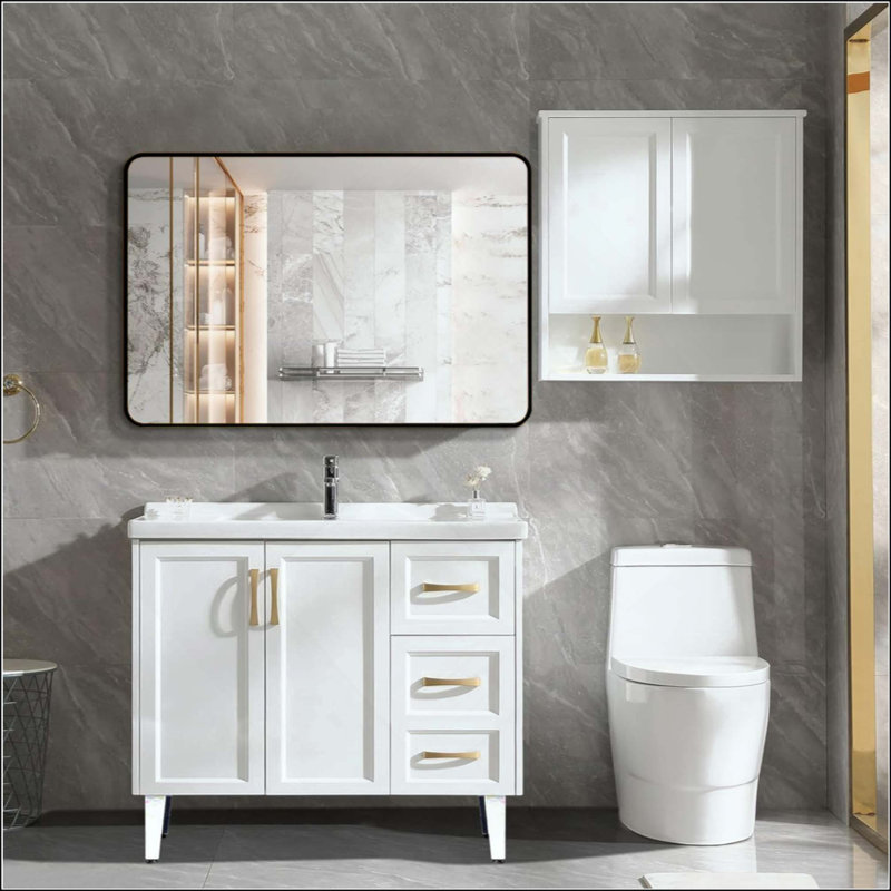 Miroir de salle de bain, 40 po x 30 po, Noir